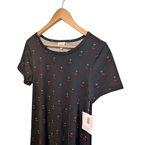 LuLaRoe Womens Small Carly Dress Midi Black Cherry Print Casual New NWT - Picture 2 of 8